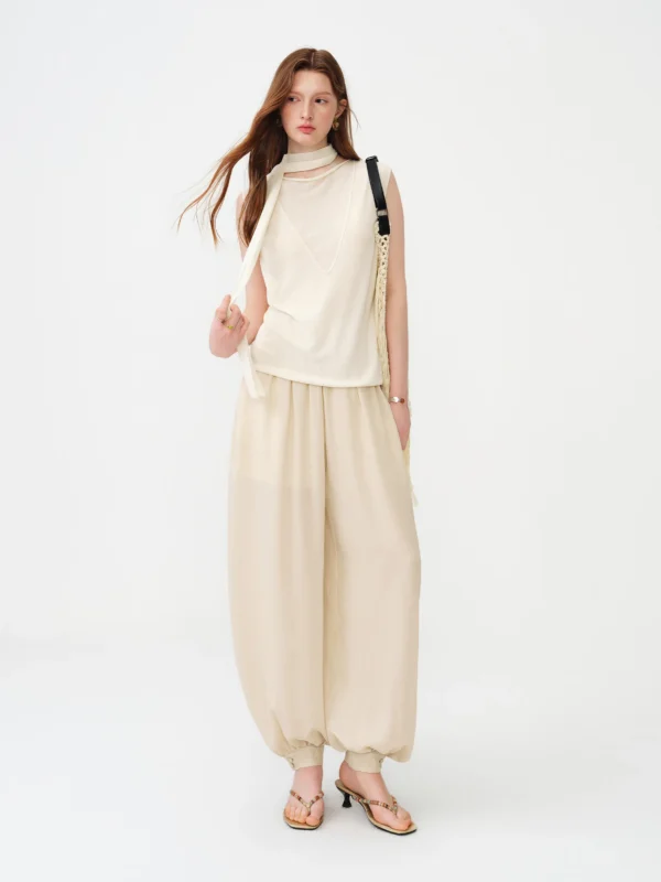 S5aacbdd120d242ae97cd5de6e12a2004h.webp FSLE 2026 Summer Women's High Waist Pleated Straight Leg Pants with Elasticized Hem for Office Commute and Casual Daily Wear