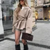 S5bd867d67fa34e6e9b6c00da448e0fbd6.webp Fashion Lace Up Cropped Trench Coat 2026 Women Lapel Long Sleeves Wide Shoulder Windbreaker Jacket Lady Spring Commuting Outwear