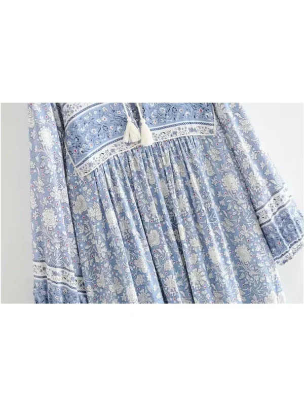 S5c94b77915044ad78354f48d3e8f1c45l.webp Vintage Chic Women Tie Neck Long Sleeve Floral Porcelain Print Beach Bohemian Maxi Dresses Ladies Rayon Cotton Boho Dress Robe