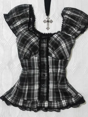 S5d56d4de2abb4d568093cdbf985bdd7eB.webp Y2K Gothic style aesthetic tops square neck womens style retro Harajuku fashion casual fairy style sweet and cute emotional girl