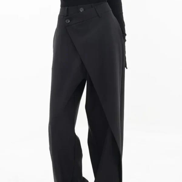 S614cb9c0a5474c4c89be3b6e3e2056dcE.webp Matakawa Irregular Solid Women Pants Spring Autumn Loose Streetwear Pantalones De Mujer Fashion Patchwork Wide Leg Trousers