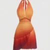 S61b8161b7f8d40b287dc5b5a7da0049bk.webp Gradient Bow Tie Strap Asymmetrical Backless Spaghetti Strap Dress