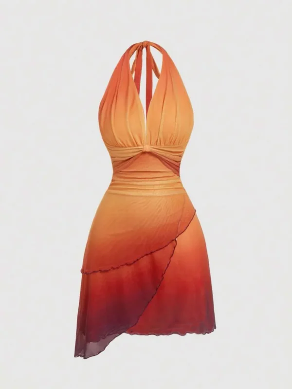 S61b8161b7f8d40b287dc5b5a7da0049bk.webp Gradient Bow Tie Strap Asymmetrical Backless Spaghetti Strap Dress