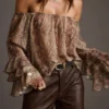S645d516f5b7b4c47a3a0a9d4e29e42cdF.webp New Summer Women's Casual Printed Off-the-Shoulder Chiffon Blouse: Elegant Color-Blocking, Resort Style, Perfect for Summer