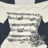 Women's Retro Off-Shoulder Long-Sleeved Slim-Fit T-Shirt, Adorned With Musical Note Print, Fashionable, Y2K Retro Style, High-Quality