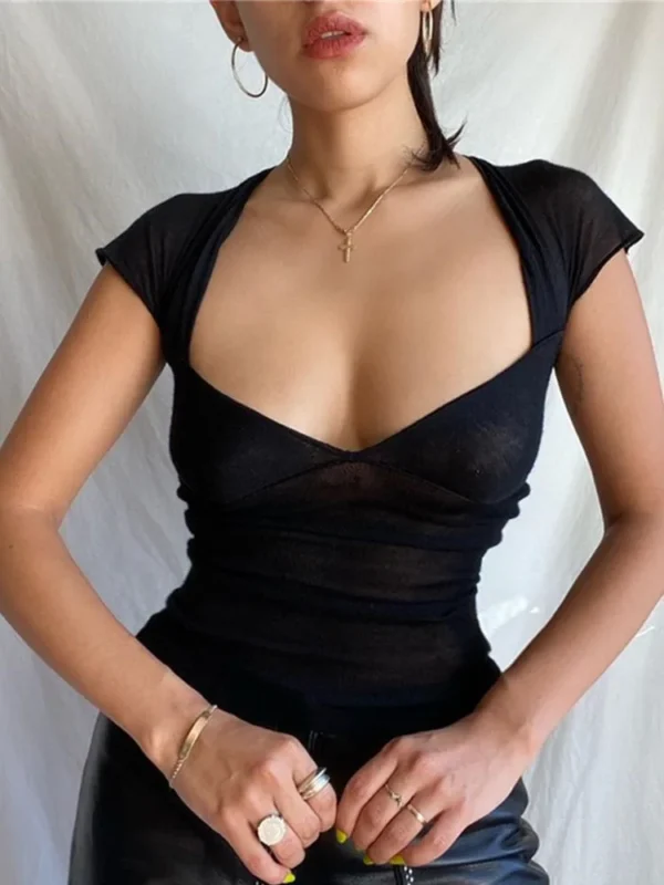 S68efa0e3eb9747608e1ce687119bbd38s.webp Square Collar Summer Sexy Backless Tops for Women Cropped Short Sleeve Elegant Top Tees Skinny Streetwear Clothe
