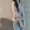 S6bee9a42aead49b69ca2e946c6d357ces.webp Blouses Women Slim Floral Print Lantern Sleeve Elegant Female Temperament Schoolgirls Summer All-match Leisure Holiday Clothes