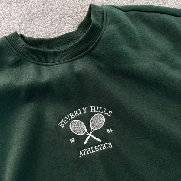 S6f7db1ddb3644bb1a78278d5096cbb5a1.webp American Retro Tennis Athletic Embroidered Thick Pullovers Women Spring Long Sleeve Crewneck Loose Cotton Casual Art Sweatshirts