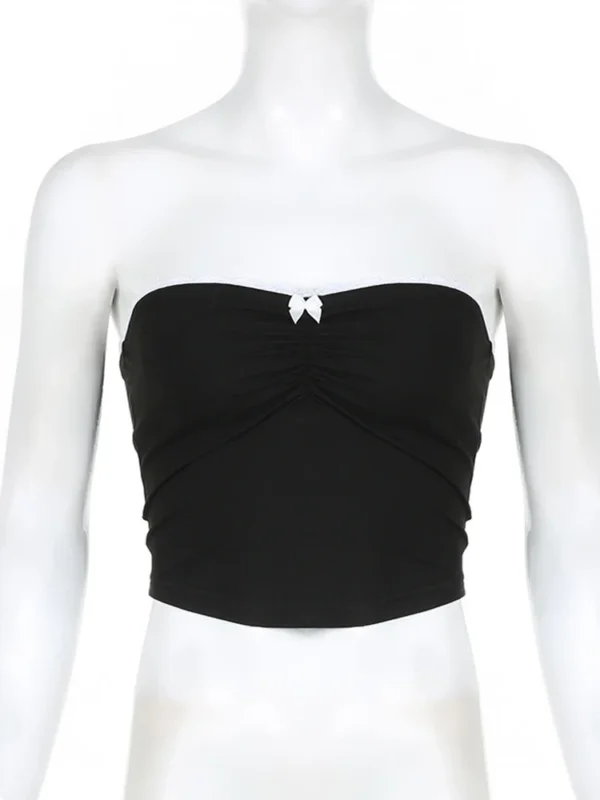 S703f1619d61f4cf68be88a2f9f7ead33u.webp Contrast Bow Stitched Tube Top Summer Harajuku 90s Strapless Women's Cropped Tops Vintage y2k Casual Basic Tees Cute Vest