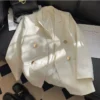 S70efae2b66fd4c91a2658d94c80bb456k.webp Spring Autumn Commute Stylish Slimming Ladies' Blazer 2025 White College Style Fashionable Business Coat Pure Color Regular Fit