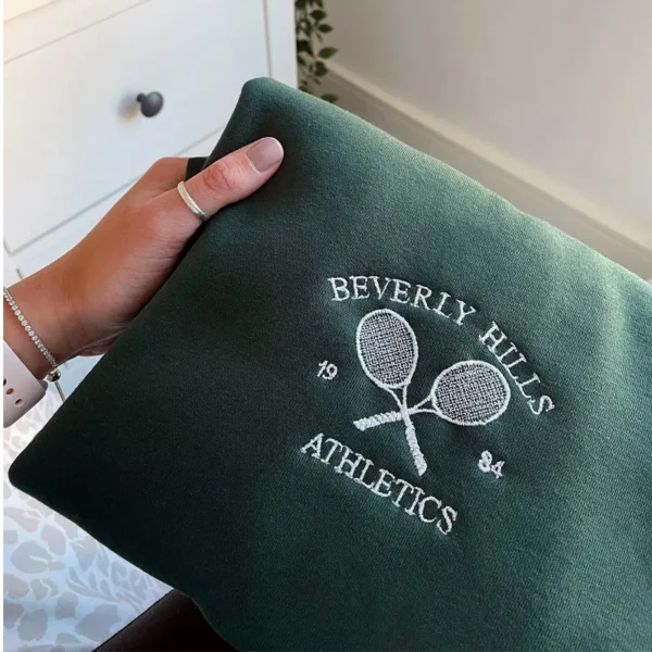 S745d239db6744ca3a3fa634bda442f6fE.webp American Retro Tennis Athletic Embroidered Thick Pullovers Women Spring Long Sleeve Crewneck Loose Cotton Casual Art Sweatshirts