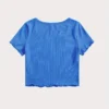 S747d092fc9ed472796e3029af8082fddR.webp Notched Neck Lettuce Trim Crop T-shirt Casual Short Sleeve Crop Top For Spring & Summer Women's Clothing