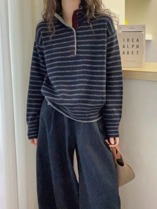 S75f3729f32394eb6a3fdc8b38ca0ac70g.webp Slim stripe simple new top loose cashmere sweater lazy wind winter commuter sweater long sleeve