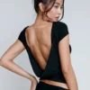 Women's O Neck Short Sleeve Backless Ruched Crop Top Y2K Streetwear Summer Spring Casual T-Shirt Dropshipping