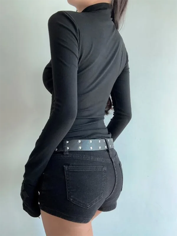 S7e4776eb0a994ac9a66bb7cbee310217g.webp Turtleneck Top Y2k Clothes Black Gothic Cross Hollow Slimming Bottom T Shirt for Women Long Sleeve Sexy T-shirt Girls Tops