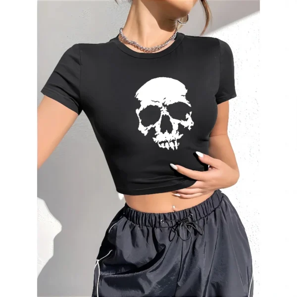 S7e8b971232b44da5948406cf40654cfcP.webp Gothic Women's Pattern T-shirt Summer Y2K Street Clothing Gothic Angel Skull Short Sleeve Top T-shirt