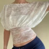 S7fe25230213b47c8aba13f37d2011421m.webp Elegant Buttons Off Shoulder Mesh Tees Women Floral Lace White Crop Top Summer Boho Sheer T-shirt Vintage Multi Wear Clothes