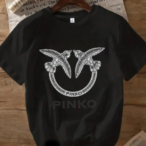 S87c6b7318e9048dfb827010c111af25ct.webp Two bird print women's round neck T-shirt summer casual short sleeved top street fashion women's versatile