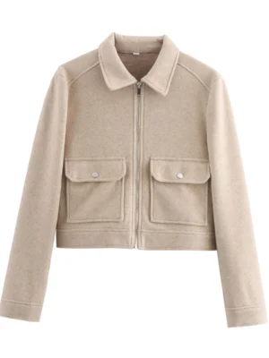 S8a950b64adcd4c80aaa3f0afddd4b6933.webp SLTNX Women's Zipper Jacket Coat New Winter Long Sleeve Pocket Outerwear Coat Short Street Elegant Women's Jacket