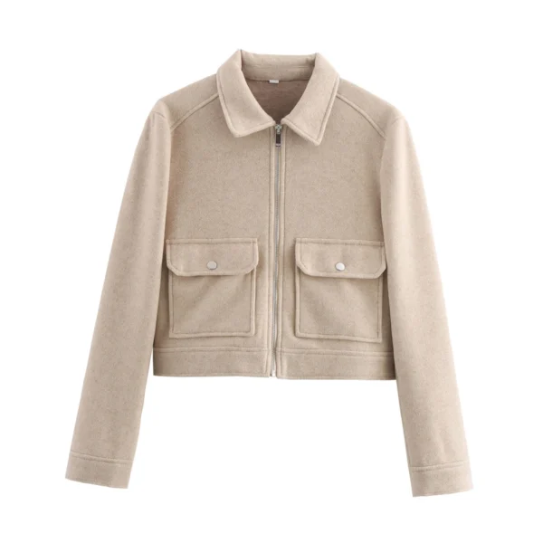 S8a950b64adcd4c80aaa3f0afddd4b6933.webp SLTNX Women's Zipper Jacket Coat New Winter Long Sleeve Pocket Outerwear Coat Short Street Elegant Women's Jacket