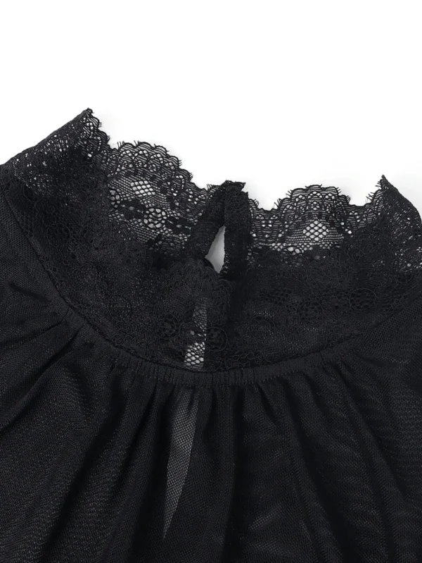 S8c1e12e7a5bc43cb89048715ea363380L.webp Women's Spring/Fall 2026 New Arrival Elegant Lace-Panel Cutout Bell-Sleeve Tie-Waist Top Everyday Lace-Panel Design
