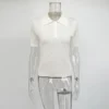 S8c27491a88ce4e05b7127ef5d1ac350e8.webp Typhaland Hollow Knitted T shirt Woman 2026 Summer New Short Sleeve Casual Loose Lapel Ins Hot Tops Lady Sweater T shirt Solid