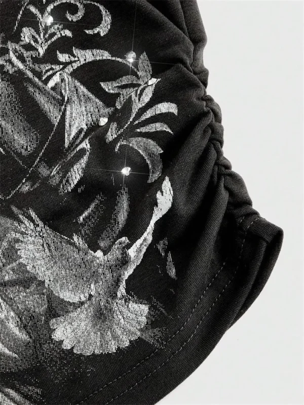 Gothic Print Tube Top for Women Summer Y2K Clothes Grunge Sleeveless Off The Soulder Crop Top Streetwear