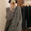 S9c408484cebc4b84aecaefe781298e98b.webp Lazy and comfortable 100% pure cashmere straight striped dress Joker knit bottoming shirt sweater skirt in autumn and winter
