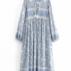 S9dc33d909bf6473da5c8b56765ba5a4ed.webp Vintage Chic Women Tie Neck Long Sleeve Floral Porcelain Print Beach Bohemian Maxi Dresses Ladies Rayon Cotton Boho Dress Robe