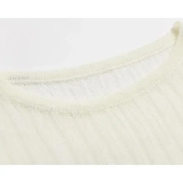 S9e2117bc4a6d43f29bfa259ffb366b89d.webp O Neck Long Sleeve Knit Shirt Women Ribbed Sexy Hollow Out Cropped Tops Summer Black Casual Skinny Slim Basic Woman T Shirts