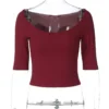 Dulzura Autumn Latest Solid U-Neck Half Sleeves Slim Fit T-Shirt Women'S Causal Versatile Y2K Top Party Club Street Style Outfit