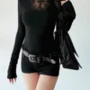 Sa3942baf17b143ce9c8a0feafe38a6d59.webp Turtleneck Top Y2k Clothes Black Gothic Cross Hollow Slimming Bottom T Shirt for Women Long Sleeve Sexy T-shirt Girls Tops
