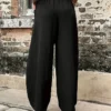 Sa43c29cd1b8e4b658dc32c7be0f3d8e1r.webp Plus Size Women's Cotton-Linen Harem Trousers Retro Loose-Fit Casual Trousers Elasticated Waistband Workwear Wide-Leg Trousers
