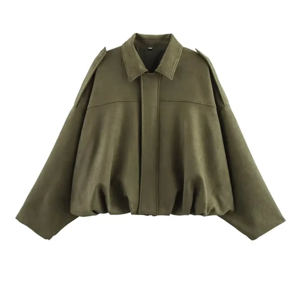 Sa50828c2da8143fda8aff94432ce6370d.webp Women's Bomber Jackets Coats Fashion Turn-down Collar Long Sleeve Loose Coats Vintage Female Outerwear Chic Tops