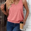Sa50a4abed4f6487bbdee8531eb43cf4cG.webp Fashionable elegant V-neck women's loose sleeveless pure color vest