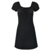Sa6791a8decbf4a0db4afe0787da33f429.webp Summer Sexy Mini Dress Women Short Sleeved Lace up Hollow Casual Backless Folds Bodycon Black Dress Party Elegant A-LINE Dresses