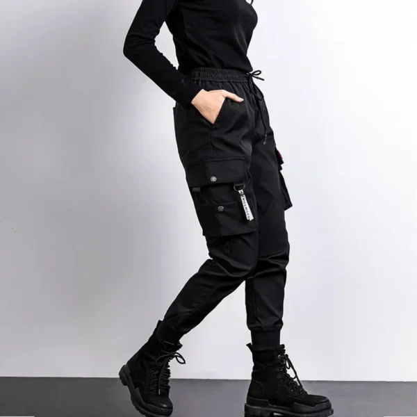 Sa85d6ad9d82f49358352cd8d91678f5a5.webp Black Work Pants for Women in Spring and Autumn 2024 New Ins Trendy and Versatile Slimming Elastic Ankle-Length Sports Pants