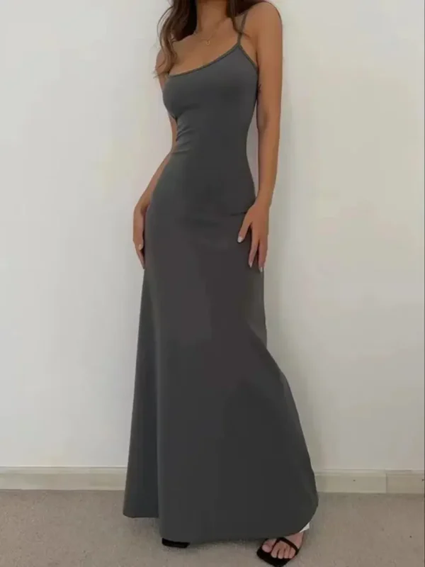 Sa959b8ed91ac460b840e127cc96d5302q.webp Summer women's new style fashionable simple temperament sling long backless thin waist sexy sweet spicy long casual dress