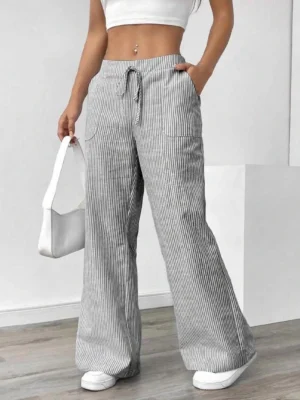 Sacab8bd8691948d6a78140351d8f8e831.webp New striped loose wide-leg pants, thin slouchy straight-cut casual pants for women & long pants, extended striped pants