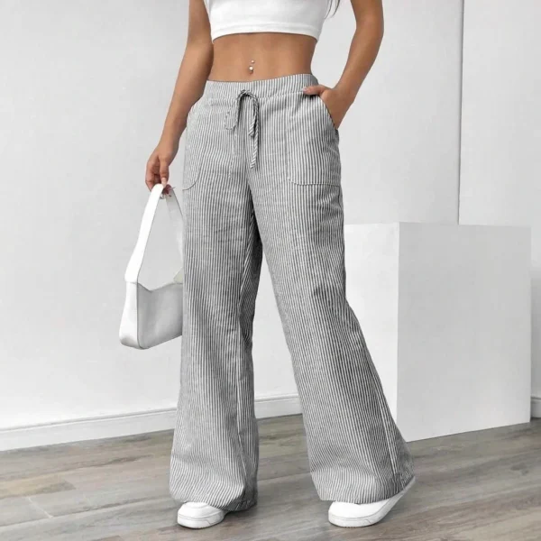 Sacab8bd8691948d6a78140351d8f8e831.webp New striped loose wide-leg pants, thin slouchy straight-cut casual pants for women & long pants, extended striped pants