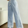 Women's Striped Wide-Leg Pants Elegant Casual Mid Waist Trousers Summer