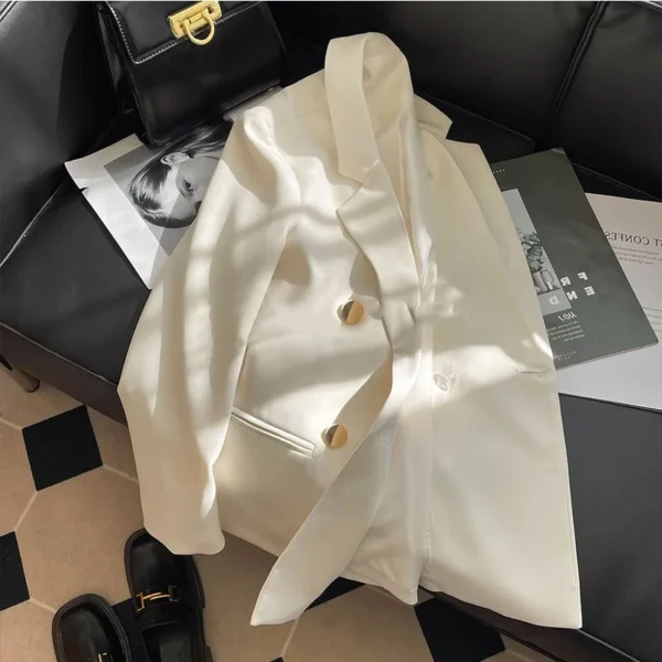 Sb080673a7bbb4adf8749ab58fc3cfd17t.webp Spring Autumn Commute Stylish Slimming Ladies' Blazer 2025 White College Style Fashionable Business Coat Pure Color Regular Fit