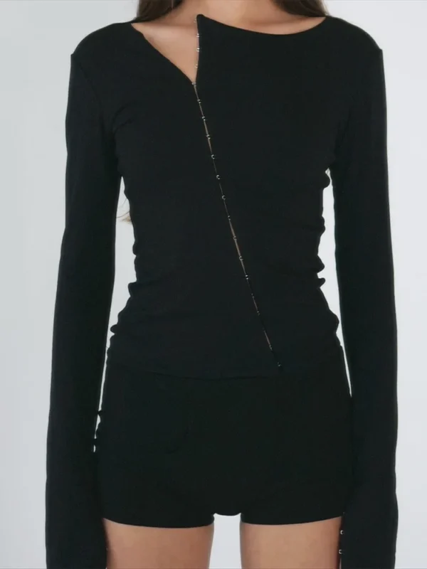 Fashion Single Breasted Shirt Women Casual Lady Solid Long Sleeve Hollow-out Split Bodycon Top 2026 Spring Daily Highstreet Tops