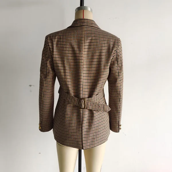 Sbaa955052c1947a28665c2f236370e43i.webp Women Summer Slim Blazers Suit Coats 2025 Casual Plaid Belt Single Breasted Female Elegant Street Blazer Outerwear Clothing