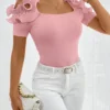 Sbb40ef3244d64e93820d6c5b08d93680Y.webp Fashionable ruffled T-shirt for women, short-sleeved, summer chic top, tight and slimming, elegant little shirt trend