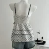 Sbcfc5a3c1d664beb811738149b4341aeQ.webp French-Style Retro Lace Patchwork Color-Blocked Bow Polka Dot Camisole Sweet Youthful Stylish Slimming Vacation High-End Top for Women Women's Clothing