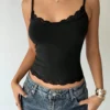 Sc3158dda531e4c50b58e2d38d734f2c1k.webp Women's Sexy Lace Trim U-Neck Basic Solid Color Slim Fit Cami Top Casual Spaghetti Straps Backless Crop Top Spring/Summer 2026