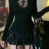 Sc5b7471080234b749fe92746e0ce0bc3N.webp Turtleneck Top Y2k Clothes Black Gothic Cross Hollow Slimming Bottom T Shirt for Women Long Sleeve Sexy T-shirt Girls Tops