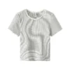 Scb3f5caf4ee54e1f938ef4d11722a37bC.webp Semir Womens Tshirt 2026 Short Lace Crew Neck Slim Striped Elegant Gentle Casual Soft