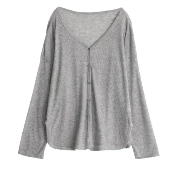 Scb86f0c9fa6947f48bc6d4725fef2453z.webp Women's Cardigan New V-neck Long Sleeved Female Shirt Female Jumpers Sun Protection Woman Top Spring Summer Knitted Cardigan